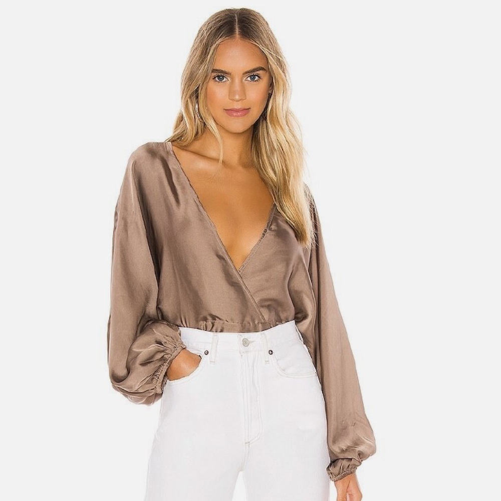 Free People Medium Wrap Mushroom Oversized Blouse Midnight Vibes